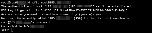 Connecting using SFTP