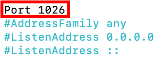 SSH Port 1026